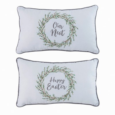 Transpac Polyester 20 in. White Easter Vine Easter/Nest Pillow