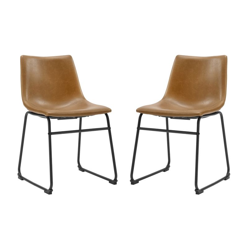Set of 2 Laslo Modern Upholstered Faux Leather Dining Chairs - Saracina Home, 1 of 16