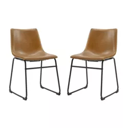 Set of 2 Laslo Modern Upholstered Faux Leather Dining Chairs - Saracina Home