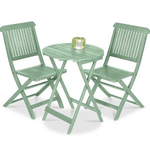 Best Choice Products 3-Piece Acacia Wood Bistro Set, Folding Patio Furniture w/ 2 Chairs, Table - 1 of 4