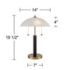 360 Lighting Mid Century Modern Desk Lamp 19 1/2" High Brown Wood White Frosted Glass Dome Shade for Bedroom Living Room Office - 4 of 4