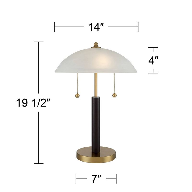 360 Lighting Mid Century Modern Desk Lamp 19 1/2" High Brown Wood White Frosted Glass Dome Shade for Bedroom Living Room Office, 4 of 9