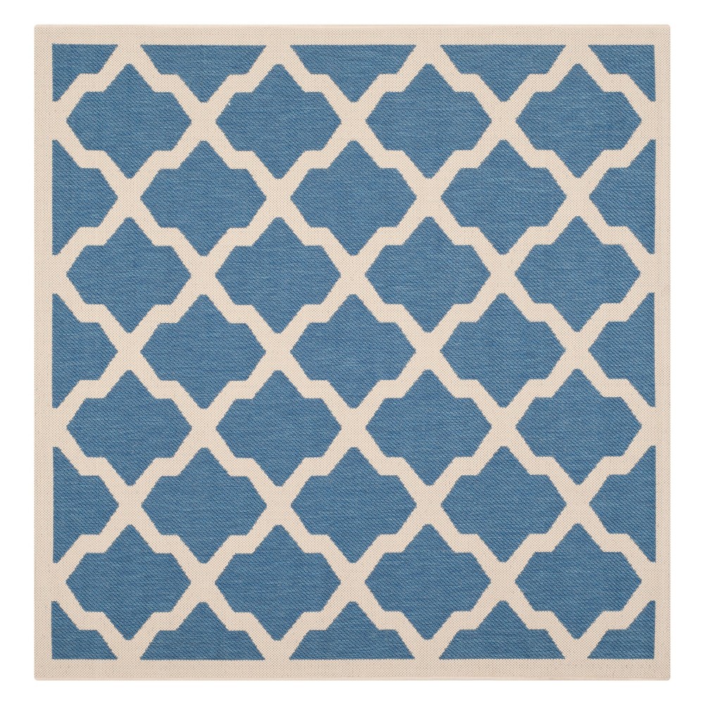 7'10inX7'10in Square Amherst Evie Outdoor Rug Blue/Beige - Safavieh