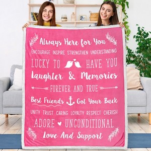 PAVILIA Best Friend Throw Blanket, Soft Fleece Friendship Gift for Women BFF Bestie Birthday Teen Girls Soul Sister - 1 of 4