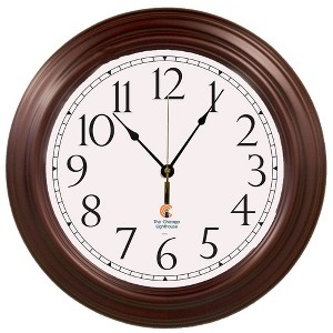 16" Boardroom Decorative Clock Mahogany - The Chicago Lighthouse: Modern Style, Analog Display, Hardwood Material - 1 of 3