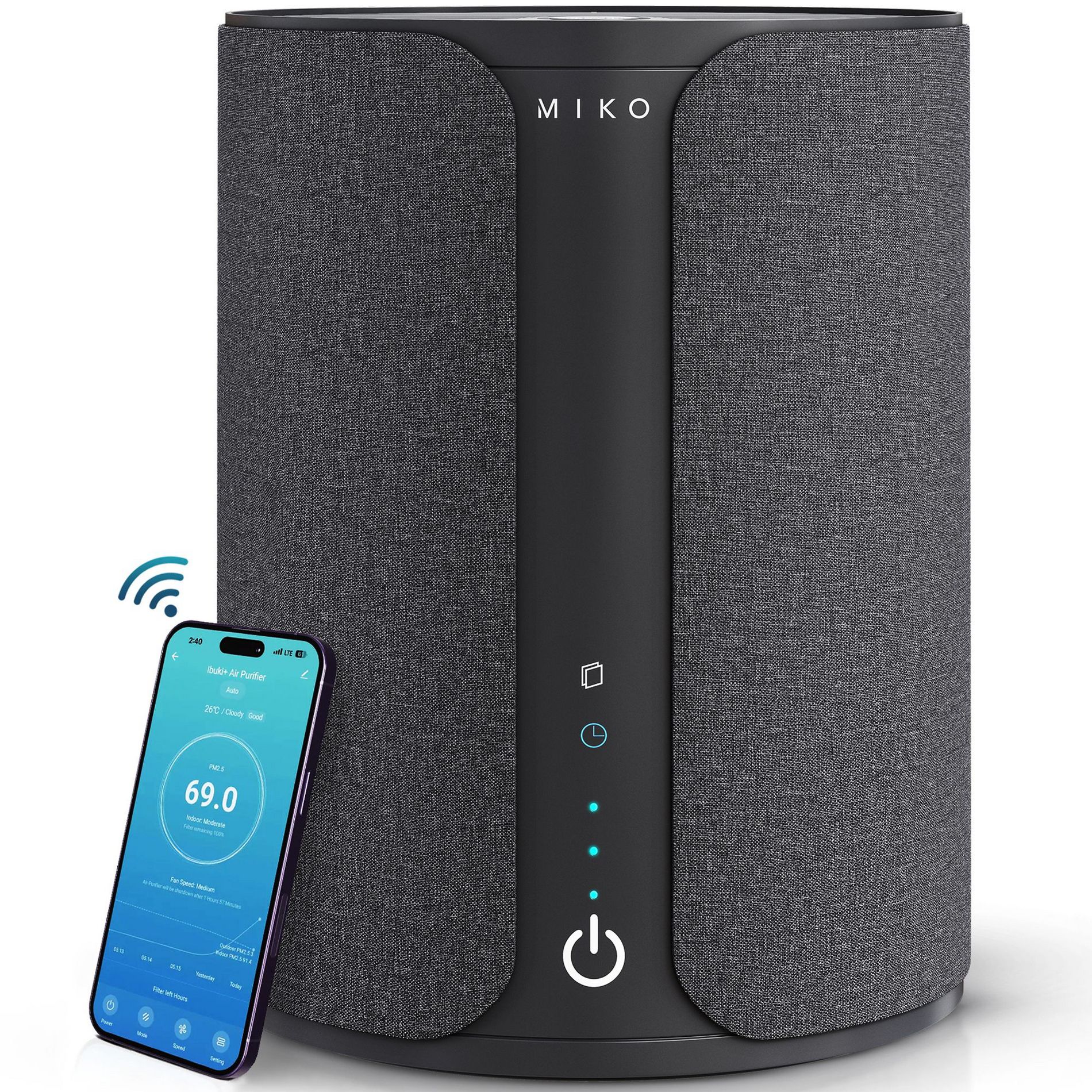 Miko Ibuki 2.0 Smart Home Air Purifier with App Control & Oil Diffuser – Covers up to 1500 sq ft