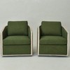 KINWELL 31"W Oak Frame Upholstered Swivel Barrel Armchair, Set of 2 - 4 of 4