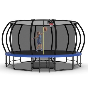 Whisen Outdoor Pumpkin Trampoline with Safety Enclosure Net, Foam Padded Poles, W-Shaped Legs, Balance Bars - 1 of 4
