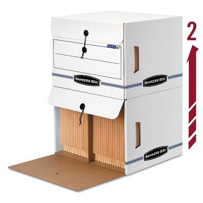 Bankers Box Side-Tab File Storage Box Letter 15-1/4 x 13-1/2 x 10-3/4 White/Blue 12/CT 00061