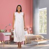 ADR Women's Cotton Nightgown, Sleeveless Lace Trimmed Ruffled Long Vintage Night Dress Gown - 2 of 4