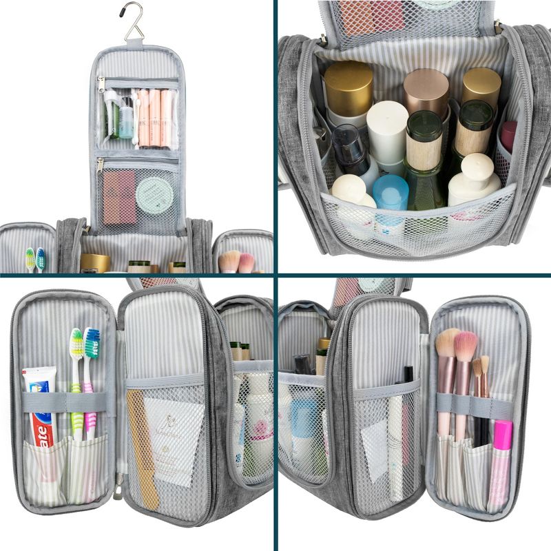 PAVILIA Toiletry Bag Travel Women Men, Hanging Water Resistant Makeup Accessories Cosmetic Organizer Large Essential Kit, 4 of 10