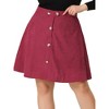 Agnes Orinda Women's Plus Size Corduroy Button Mid-Rise A-Line Mini Skirts - image 2 of 4