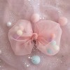 Summer Crystal - Tulle Bow with Pompoms Hair Clip - 1 Pack - 4 of 4