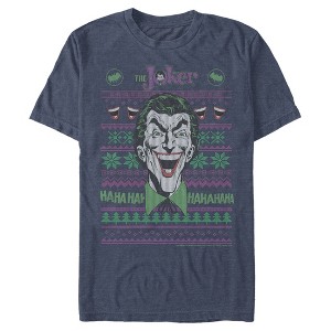 Men's Batman Ugly Christmas Joker Laugh T-Shirt - 1 of 3