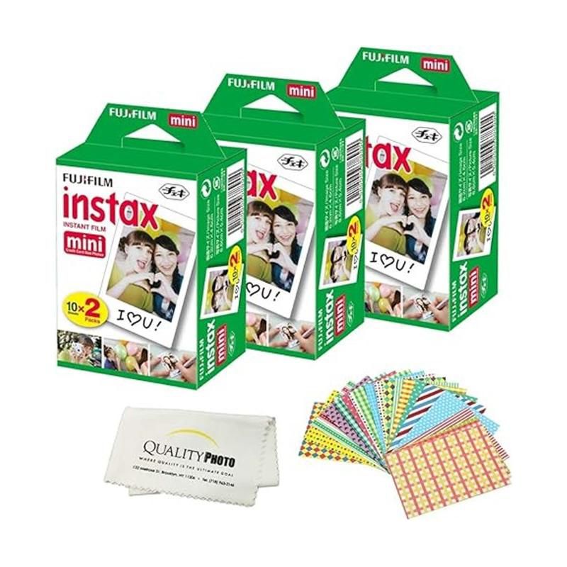 Fujifilm INSTAX Mini Instant Film for Fujifilm Instax Mini 8 9 11 12 Cameras + Frame Stickers and Microfiber Cloth Accessories White, 1 of 5