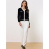 Allegra K Women's Contrast Color V Neck Long Sleeve Button Knit Cardigan Sweater - 2 of 4