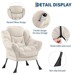 Comfy Modern Lazy Accent Chair with Side Pocket - Lounge Armchair for Living Room, Leisure Reading Sofa Chair for Bedroom, Dorm & Office - 1 of 4