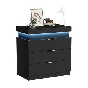 TIRAMISUBEST Nightstand with Sliding Charger & LED Lights, Modern Tech Hub for Bedrooms - 1 of 4