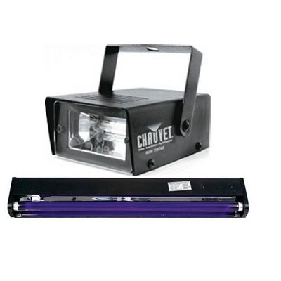 AMERICAN DJ BLACK-24BLB 24" UV Black Pro Blacklight + CHAUVET Mini Strobe Light