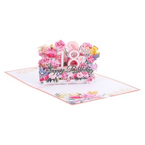 Unique Bargains 3D Handcrafted Pop-Out Gift Cards with Greeting Card and Envelope Pink - 1 of 4
