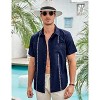 WhizMax Men's Cuban Guayabera Shirts Casual Short Sleeve Embroidery Button Down Summer Beach Shirts with Pocket - 2 of 4