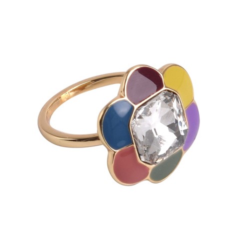 Isaac Mizrahi New York Enamel and Stone Flower Ring - image 1 of 1