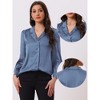 Allegra K Women's Satin Long Sleeve Work Business Casual Button Down Shirt - 2 of 4