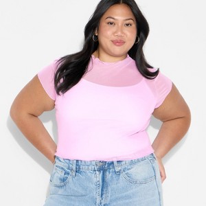 Women's Printed Cap Sleeve Ruff-Collar Blouse - Wild Fable™ - 1 of 3