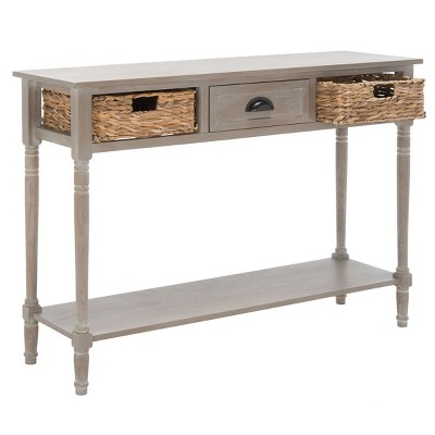 Christa Brown Wood and Metal Console Table with Storage