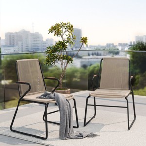 Set of 2 Rope Weave Outdoor Club Chairs,Modern Iron Frame Patio Chair with Woven Design,Club Chair for Garden or Balcony-Cuddlewood - 1 of 4