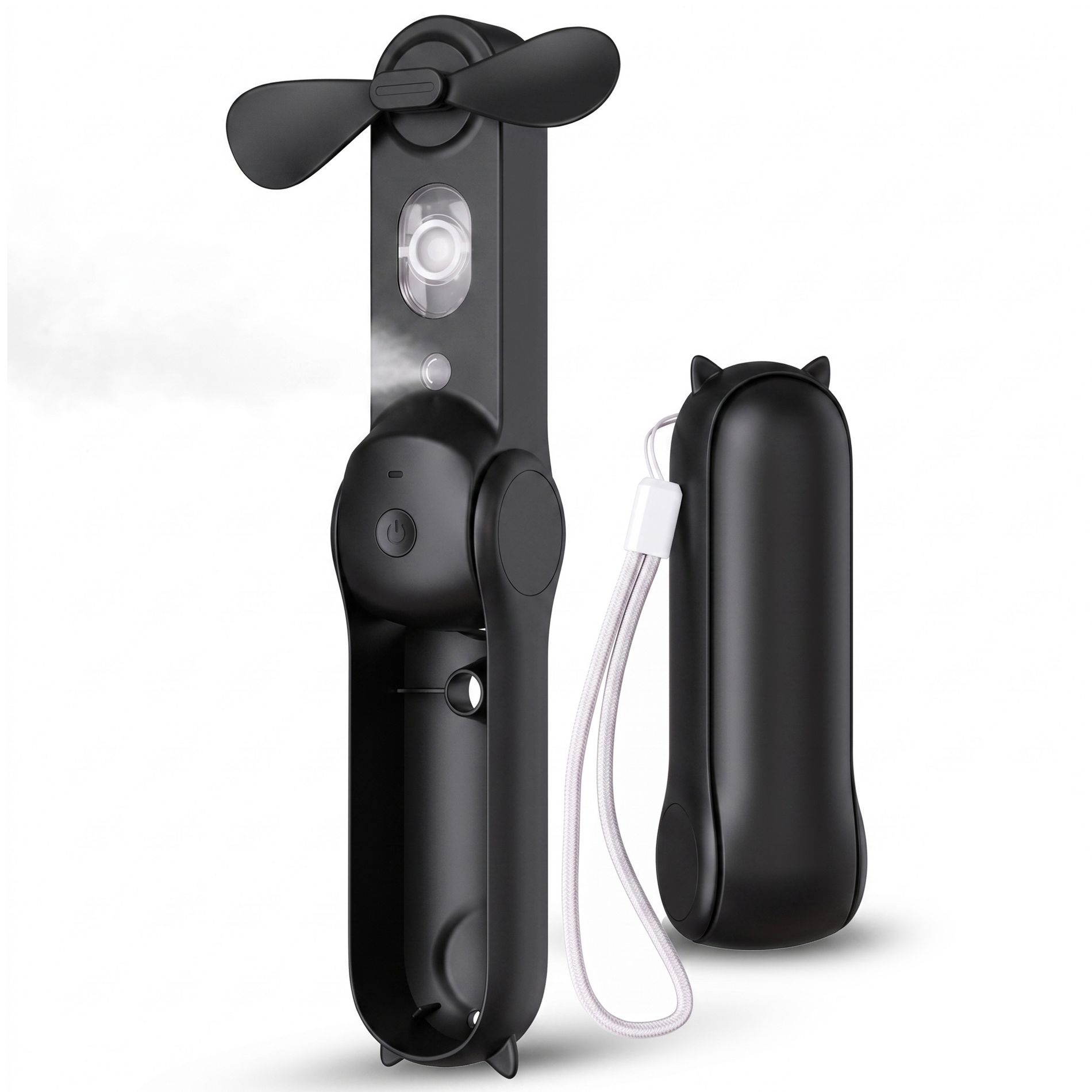 Foldable Misting Fan, Portable USB Rechargeable Handheld Water Spray Mist Fan with Soft Fan Blades, Pocket-Sized Cooling Fan for Travel & Everyday Use
