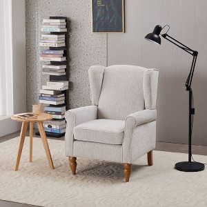 Sapphtopaz Modern Accent Chair and Wood Coffee Table Set Upholstered Club Reading Chair with High-Back Armchair for Living Room, Bedroom - 1 of 4