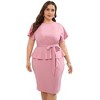 Whizmax Plus Size Cocktail Party Dress Bodycon Elegant Midi Dress Peplum Business Work Office Sheath Pencil with Belt - 2 of 4