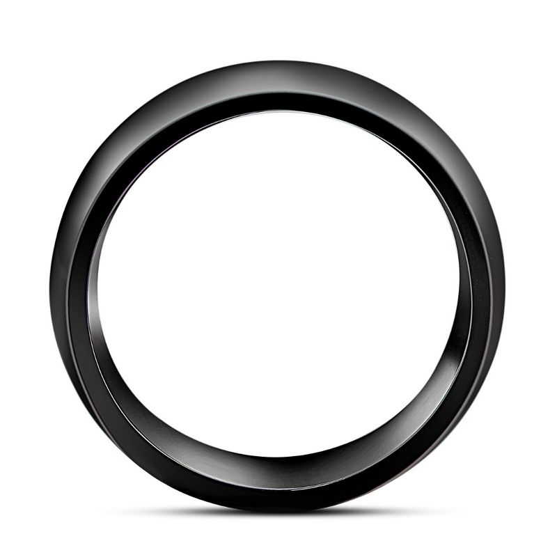 Pompeii3 Men's Black Polished Bright Tungsten Ring Ring 7mm Comfort Fit Wedding Band, 2 of 5
