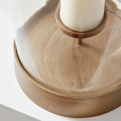 Kenmare Large Brass and Glass Hurricane Candle Holder