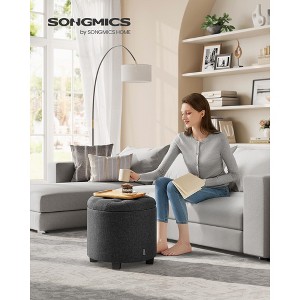 Round Storage Ottoman, 17.7" Dia. x 17.5" H, Sturdy Footrest with Legs, Supports 330 lb, Dark Gray, for Living Room & Bedroom - 1 of 4