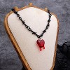 Red Black Bleeding Heart Acrylic Pendant With Thorn Chain Necklace For Y2K Halloween Punk Fashion - 4 of 4