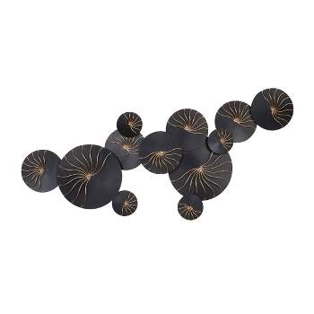 Metal Plate Wall Decor with Gold Accents Black - Olivia & May