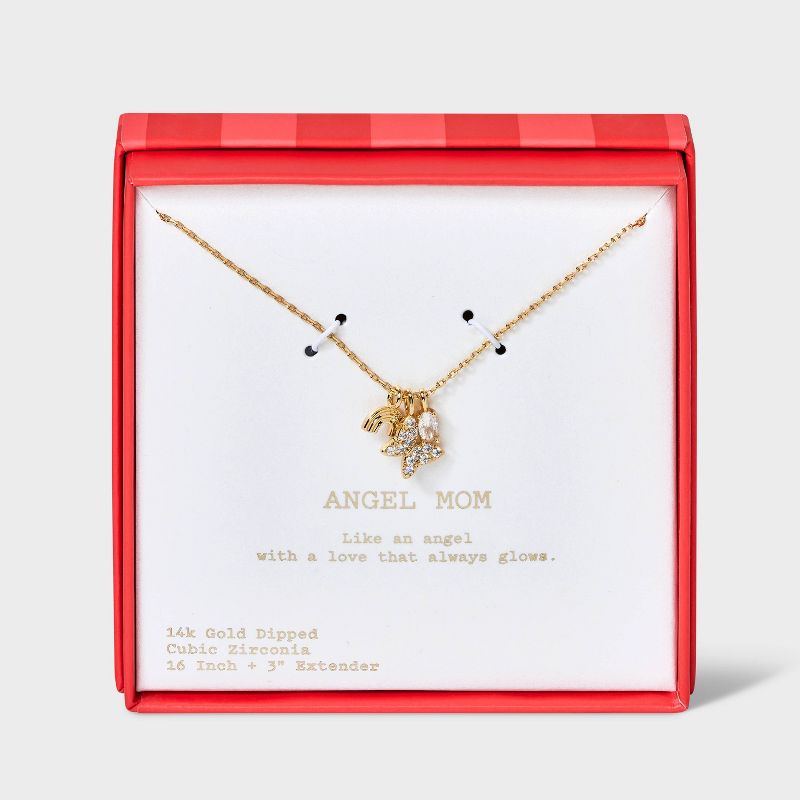 14k Gold Dipped Cubic Zirconia Rainbow and Butterfly Charm Pendant Necklace - A New Day&#8482; Gold, 1 of 6