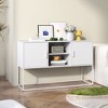 NicBex 47.2" Modern 3-Doors Sideboard,Kitchen Storage Cabinets with Metal Handles and Frame for Kitchen, Living room, and Dining Room,White - 2 of 4