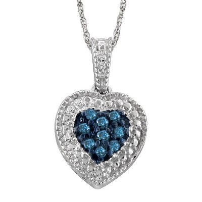 Women's 1/10 CT. T.W. Round-Cut Diamond Heart Pendant in Sterling Silver(18")