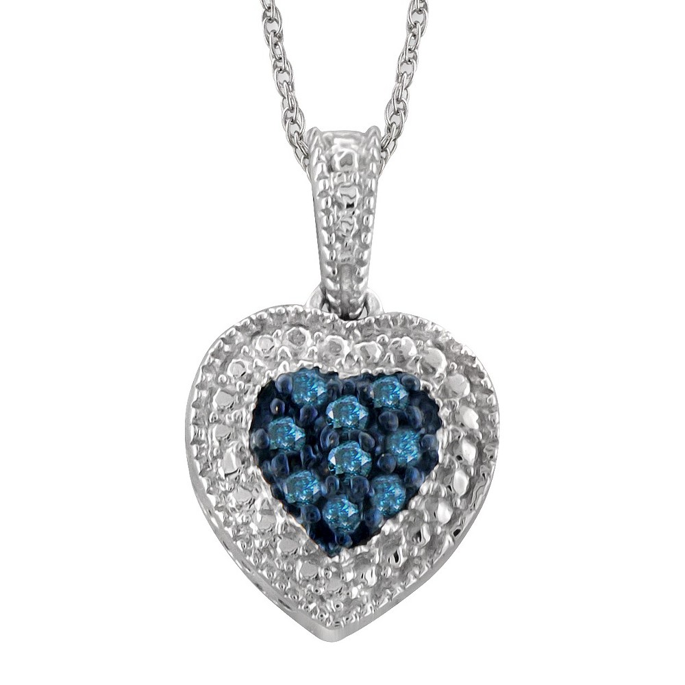 Photos - Pendant / Choker Necklace Women's 1/10 CT. T.W. Round-Cut Diamond Heart Pendant in Sterling Silver(1