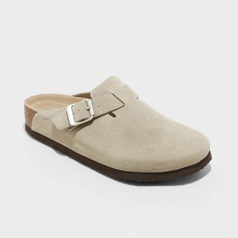 Женские сабо Universal Thread Women's Betsy Clog Mule Flats - Universal Thread™ Taupe 8: Slip-On Faux Leather, Medium Width