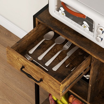 Rustic Brown Adjustable Kitchen Baker's Rack with Doors