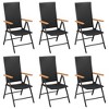 vidaXL Garden Dining Set Black and Brown - 63" Table Length 6 Items - 4 of 4