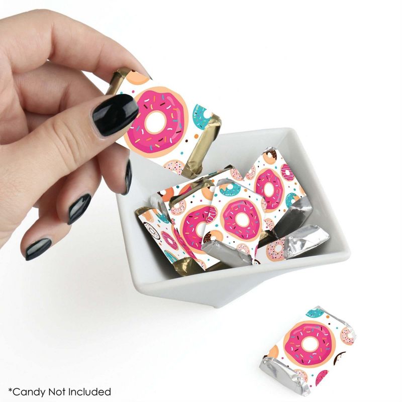 Big Dot of Happiness Donut Worry, Let’s Party - Mini Candy Bar Wrapper Stickers - Doughnut Party Small Favors - 40 Count, 2 of 7