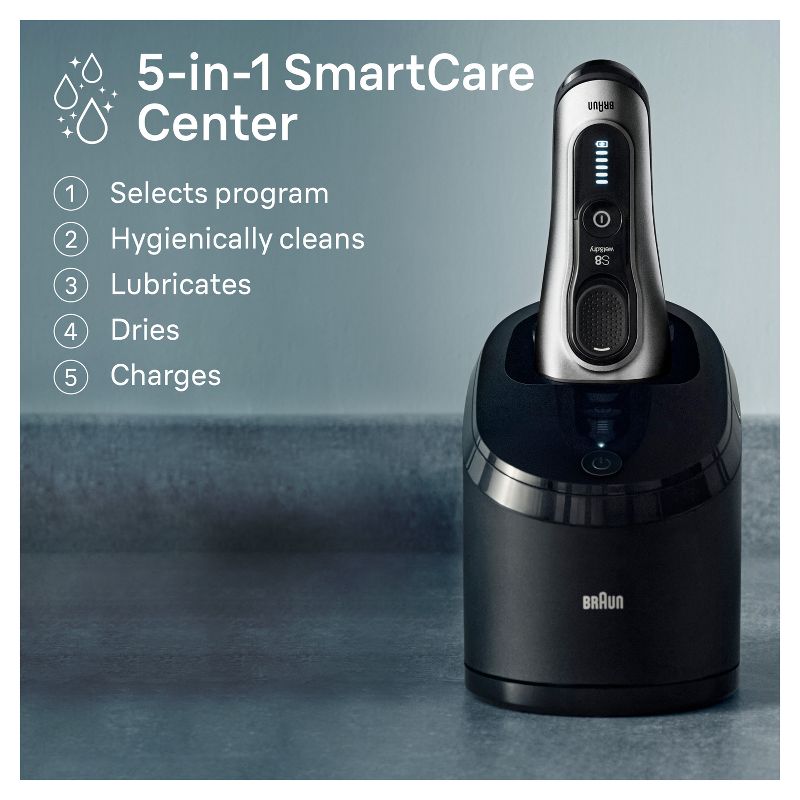 BRAUN SERIES 8-8567CC RECHARGEABLE WET &#38; DRY SHAVER + SMARTCARE CENTER, 5 of 14