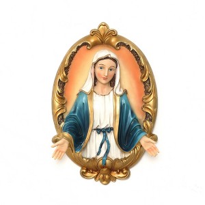 LuxenHome Blessed Virgin Mary Wall Plaque, Oval Religious Decor for Home & Prayer Space Multicolored - 1 of 4