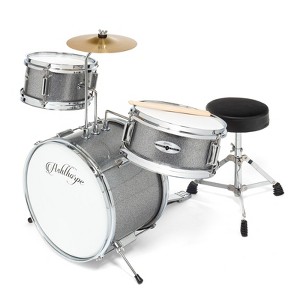 Ashthorpe 3-Piece Complete Junior Drum Set - Beginner Drum Kit with Drummer's Throne - 1 of 4