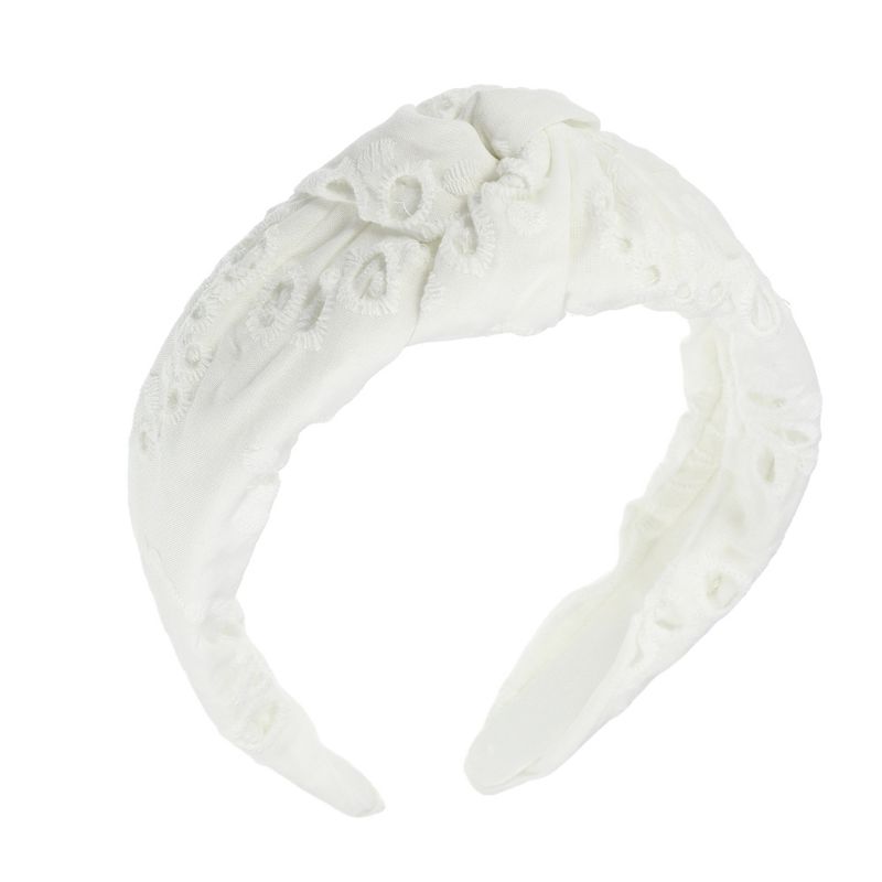 Unique Bargains Women's Floral-Pattern Knotted Headband White 1 Pc, 1 of 7